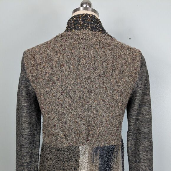 Orvis Cardigan Sweater S Brown Duster Long Chunky Patchwork Artsy Boho Y2K - Picture 4 of 9